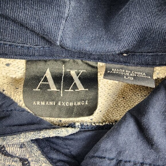Armani Exchange Hoodie Mens Large Blue Speckled Knit Sweatshirt - Picture 3 of 5